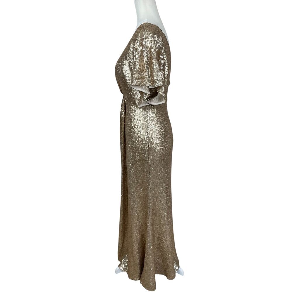 Revelry Gwen Sequin Gown Dress Champagne Gold 202 Size 10 Bridesmaid Elegant - Picture 6 of 16
